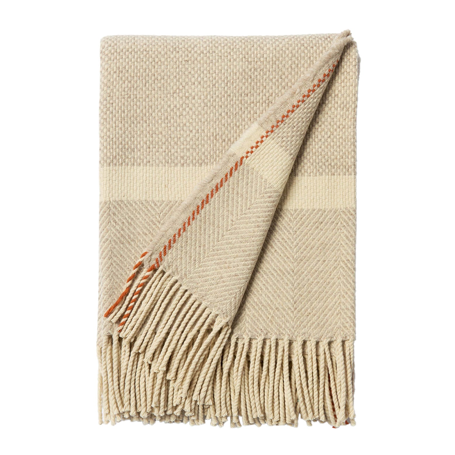 Alva plaid i merinould – beige