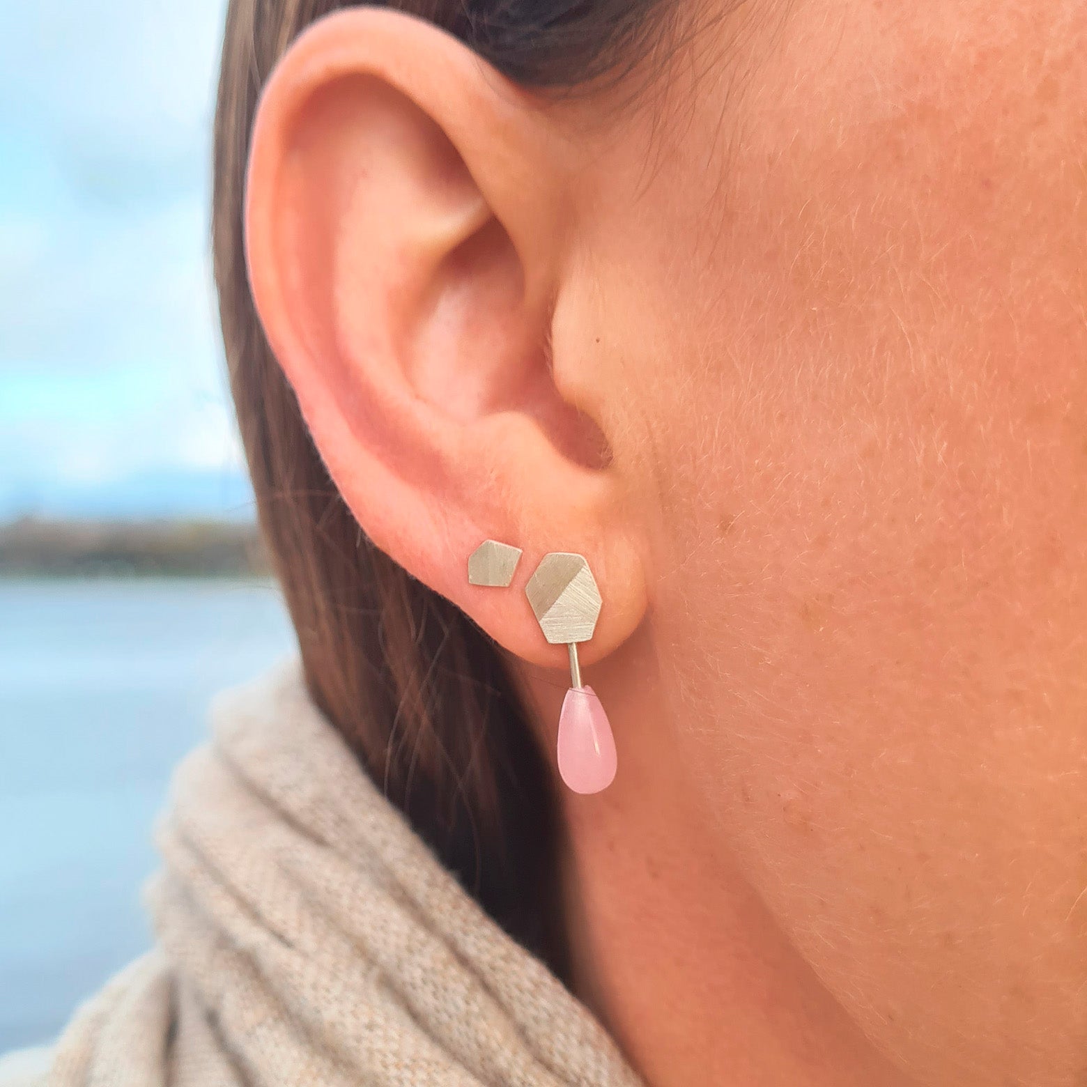 Earring with stone sterling silver – Flake