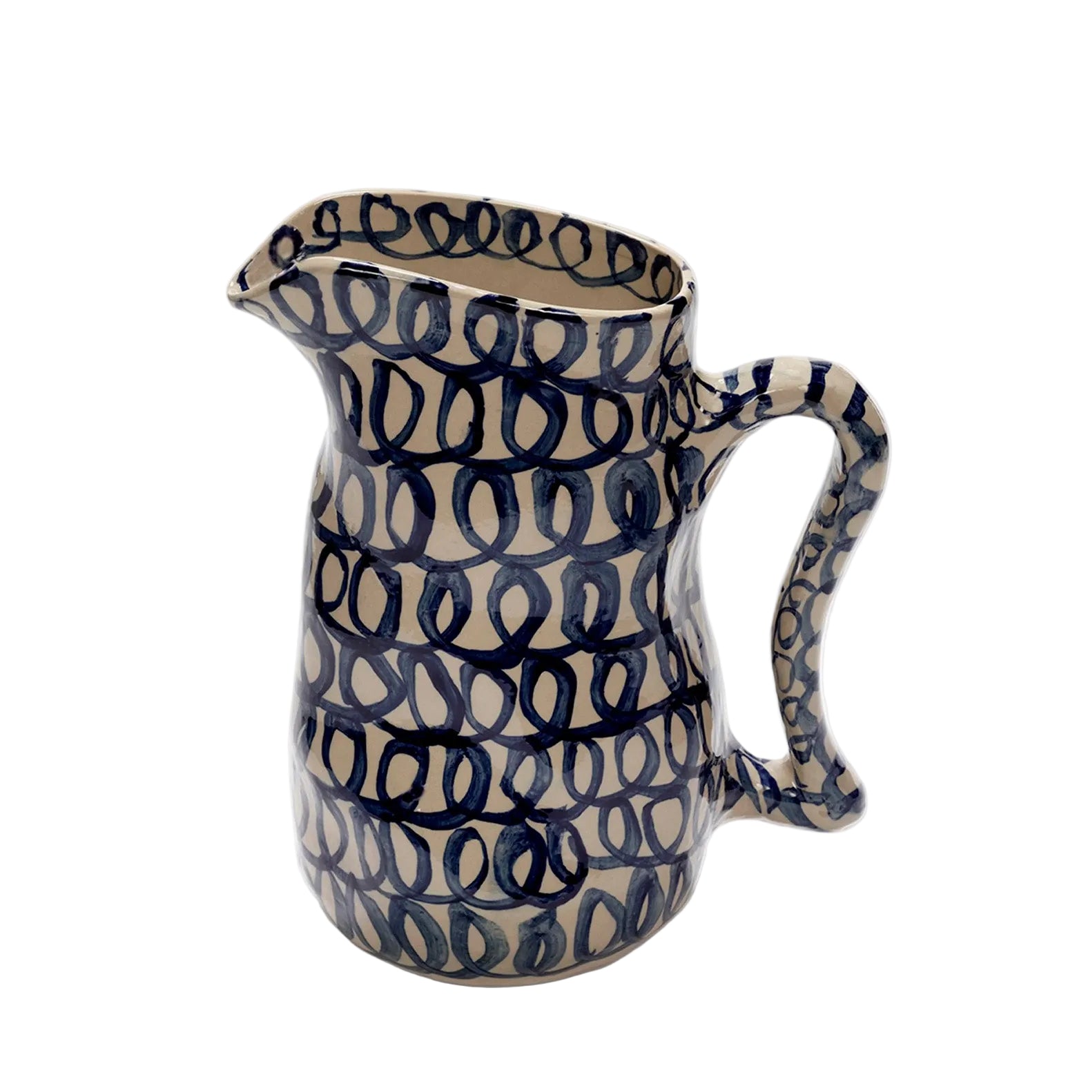 Håndlavet keramikkande i hvid og blå glasur. Serax. Louisiana Museum of Modern Art.