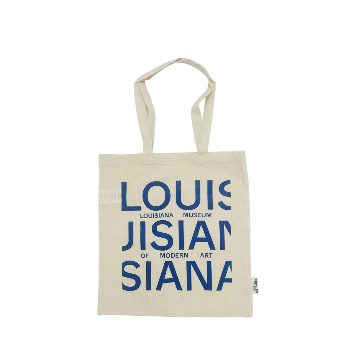 Louisiana stofnet med blåt logo i 100% GRS-certificeret genanvendt bomuld.