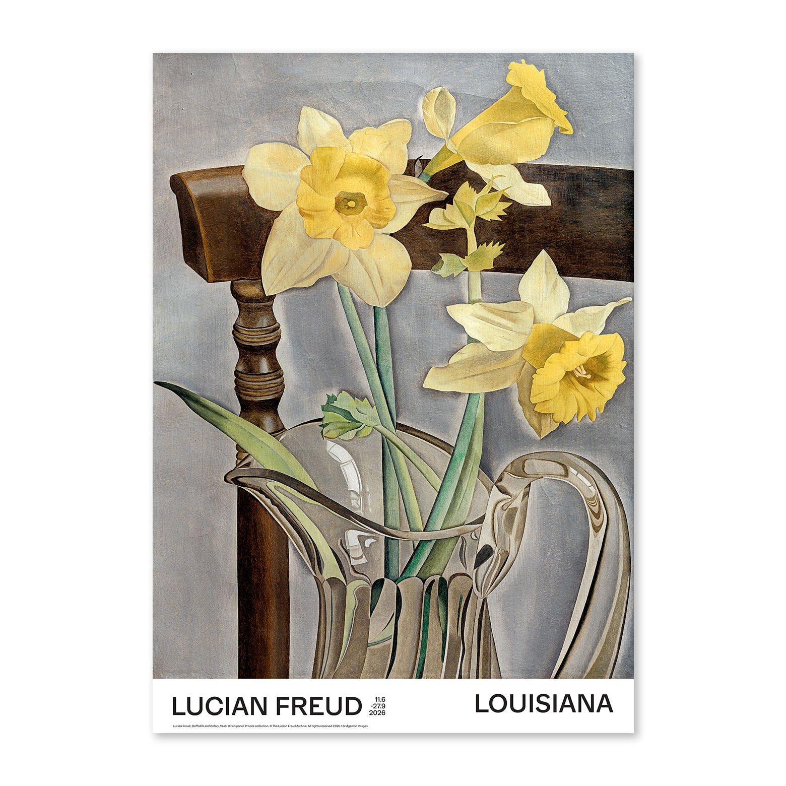 Kunstplakat med Lucian Freuds værk Daffodils and Celery. Louisiana Museum of Modern Art, 2026.
