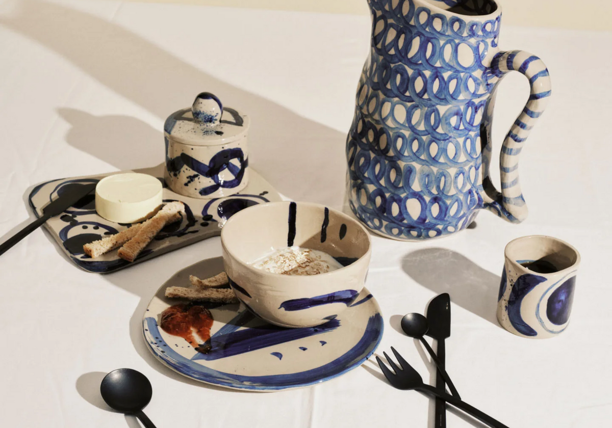 Serax kollektion blue sophia kaffekop, kande, skåle og tallerkner