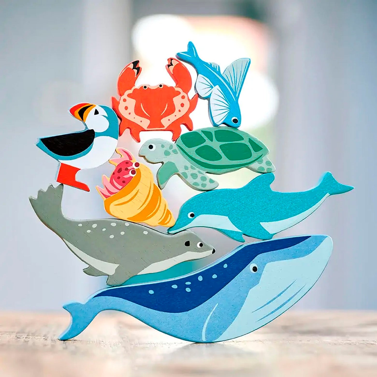 Set of 10 wooden animals - The Sea