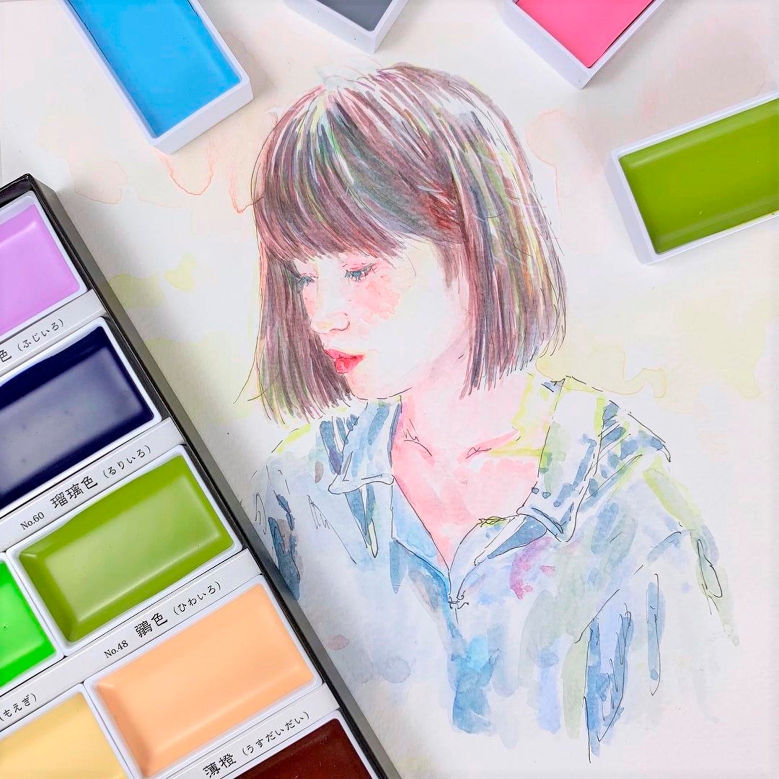 Watercolor 12 colors set II w/pastel