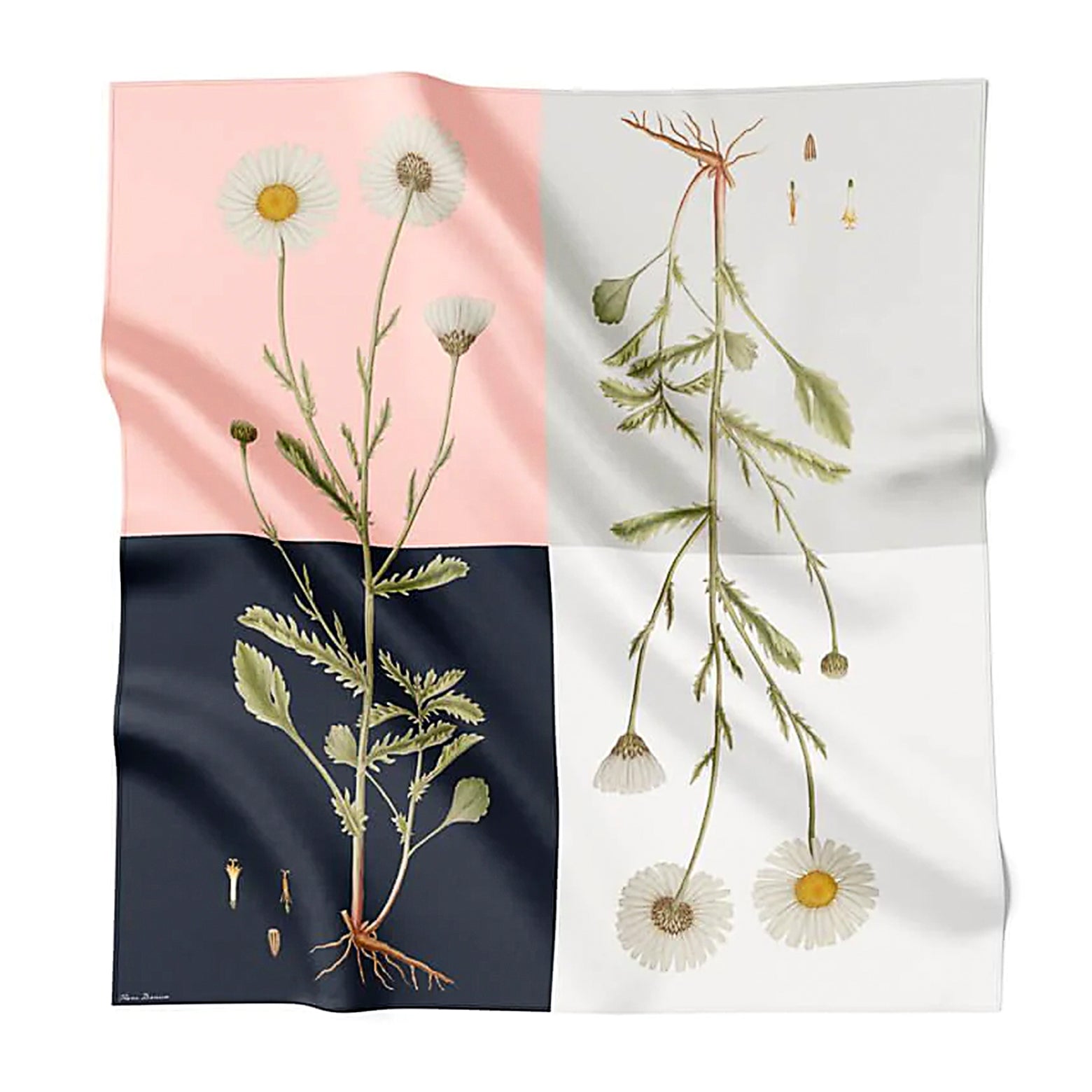 Four Square Daisy silketørklæde 90 x 90 cm