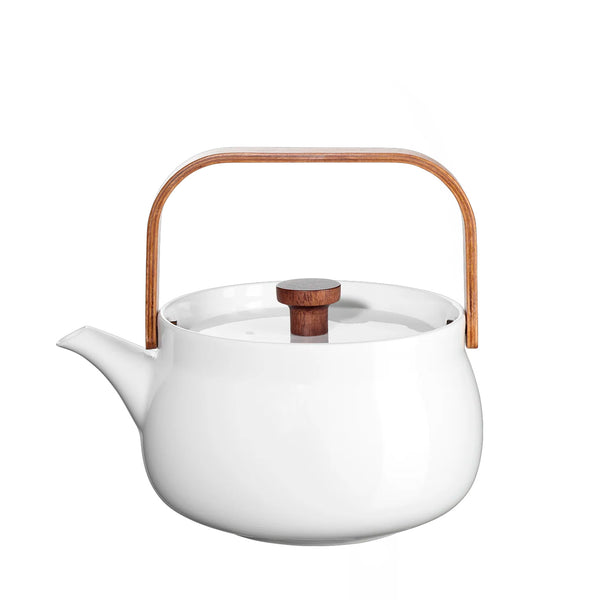 Teapot with wooden handle – white 0.6 l.