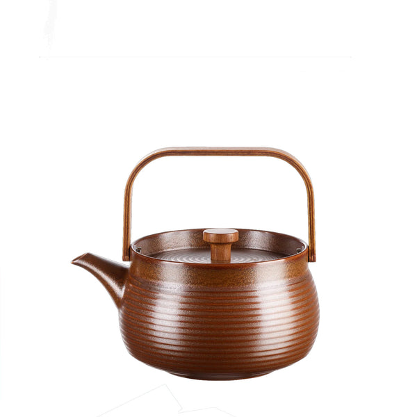 Teapot with wooden handle, large