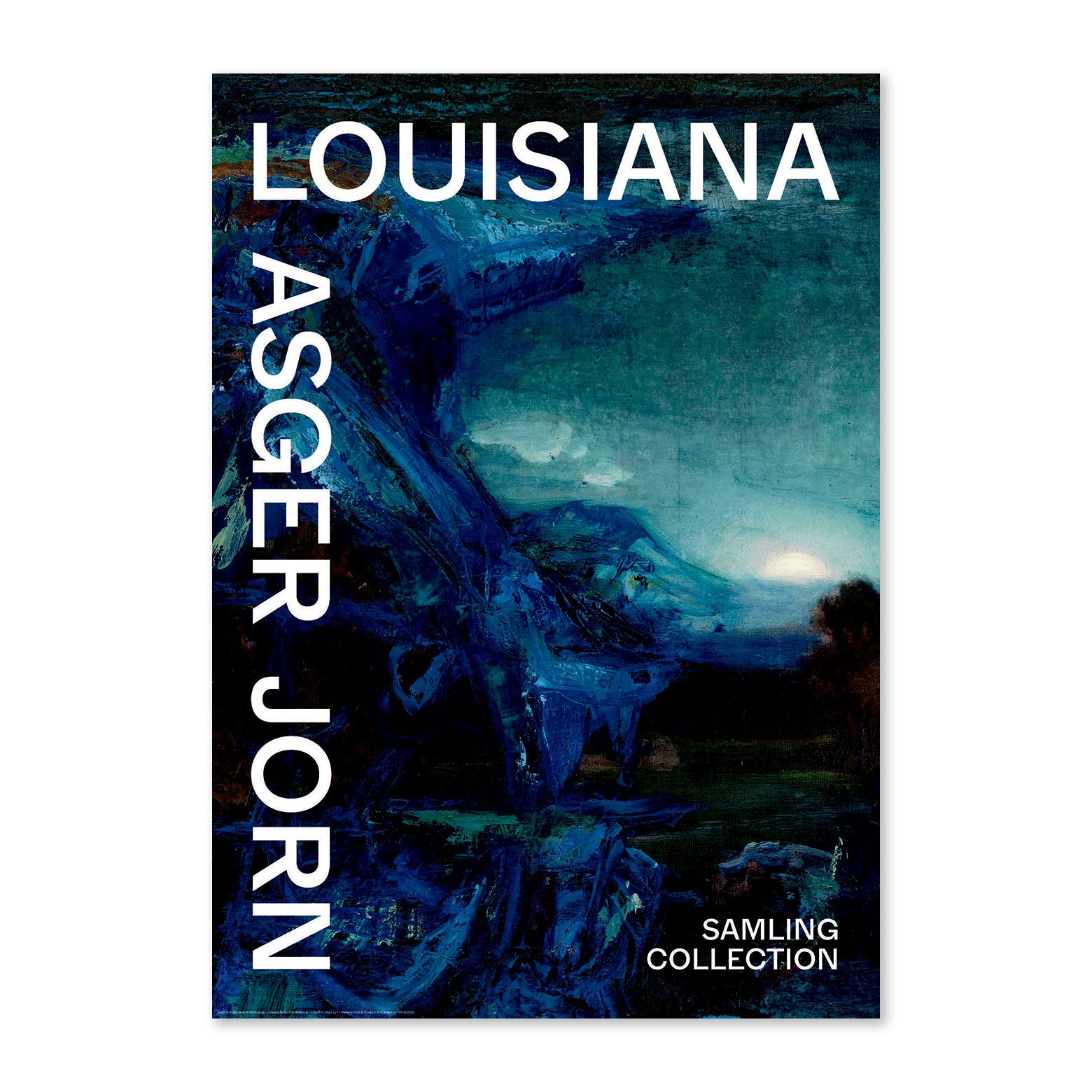 Kunstplakat med Asger Jorns farverige værk i blå nuancer. Louisiana Museum of Modern Art. 