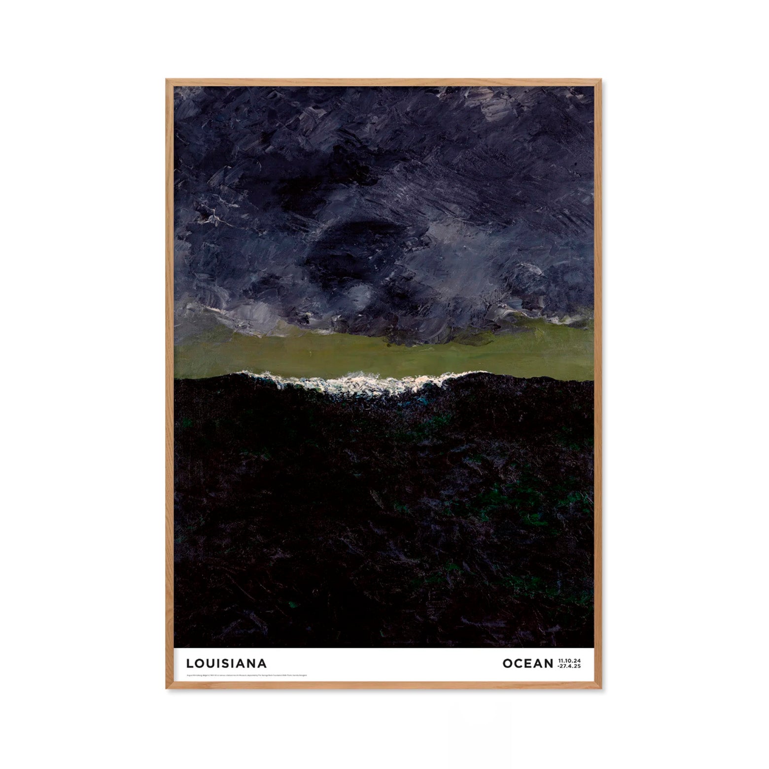 Kunstplakat i refleksfri indramning August Strinbergs værk Bølgen i blå og grønne farver. Louisiana Museum of Modern Art. 