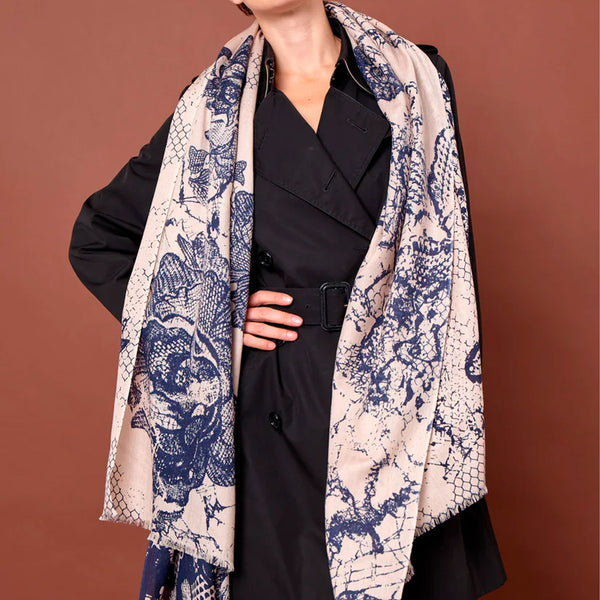 Scarf Lace – sand/blue