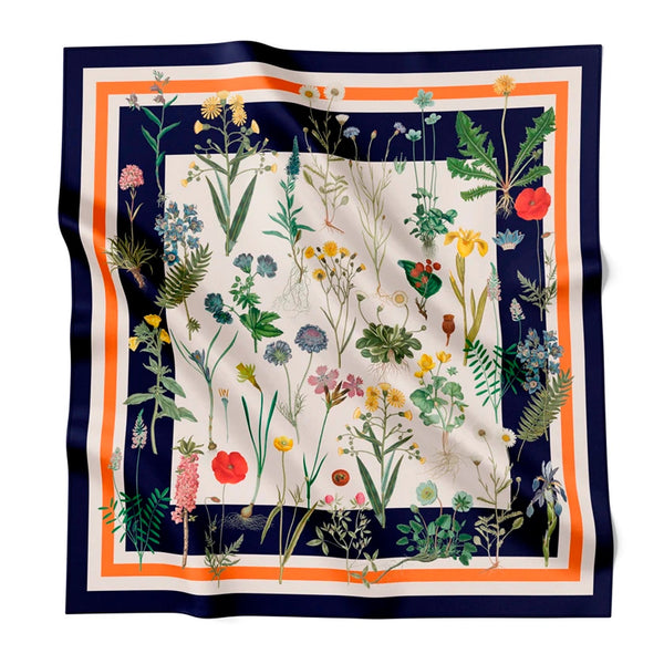 Flower field silk scarf