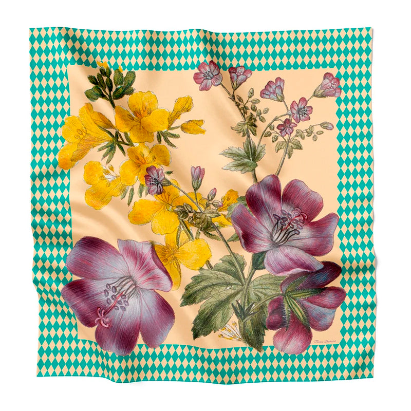 Flower field silk scarf