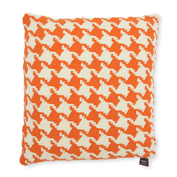 Pied de Coq pillow in merino wool – orange