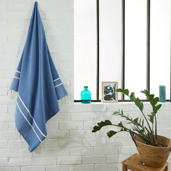 Towel herringbone weave – blue