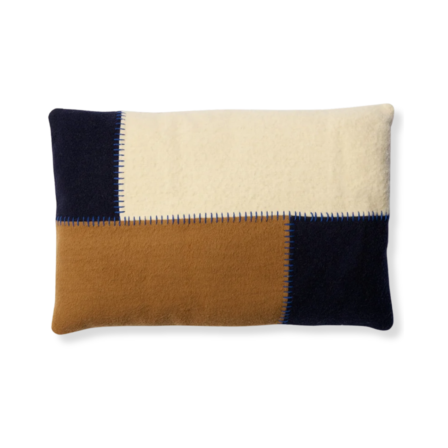 Burel factory pude patchwork i pearl, camel og navy