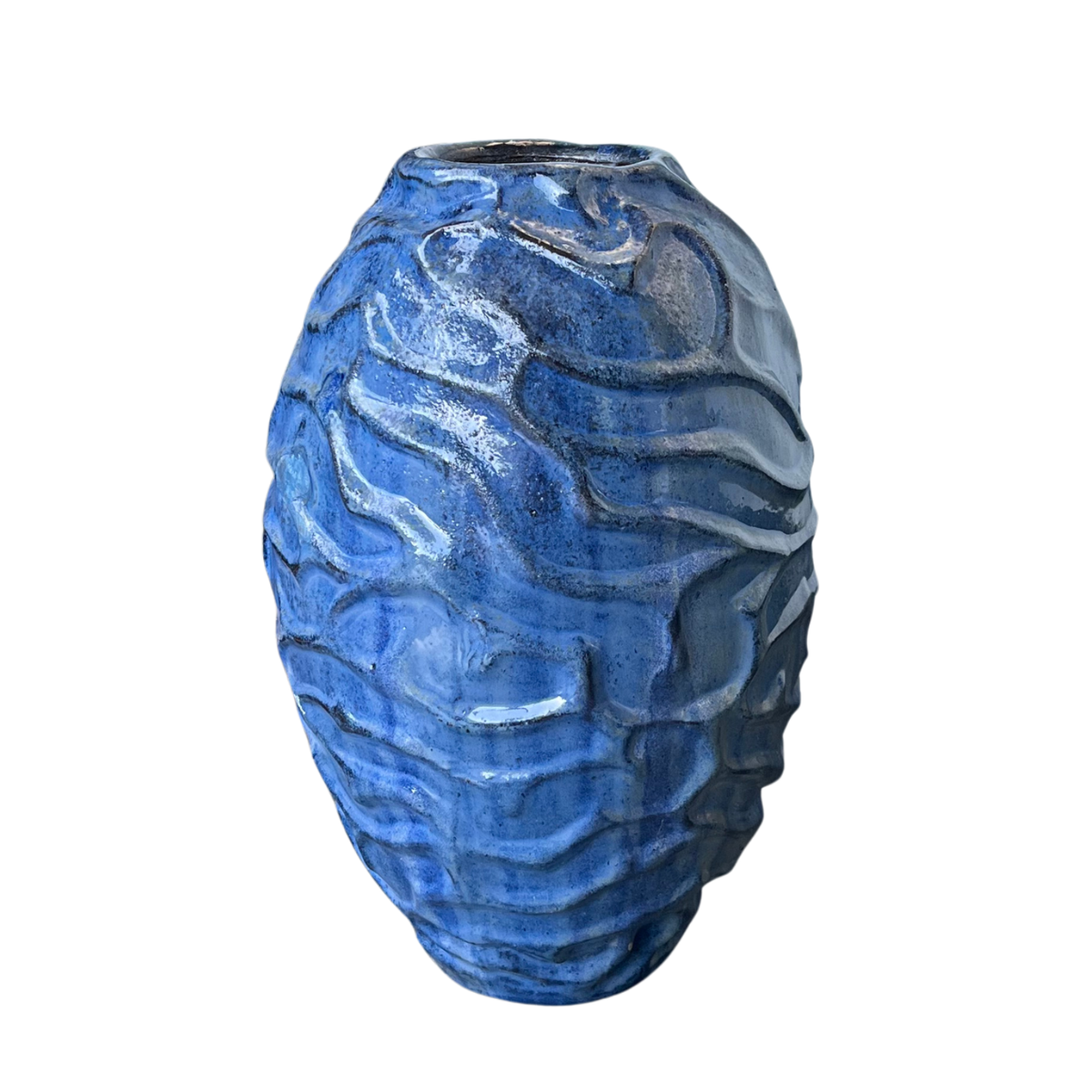 Vase, Wave, fra den danske keramiker Christian Bruun i farven blå