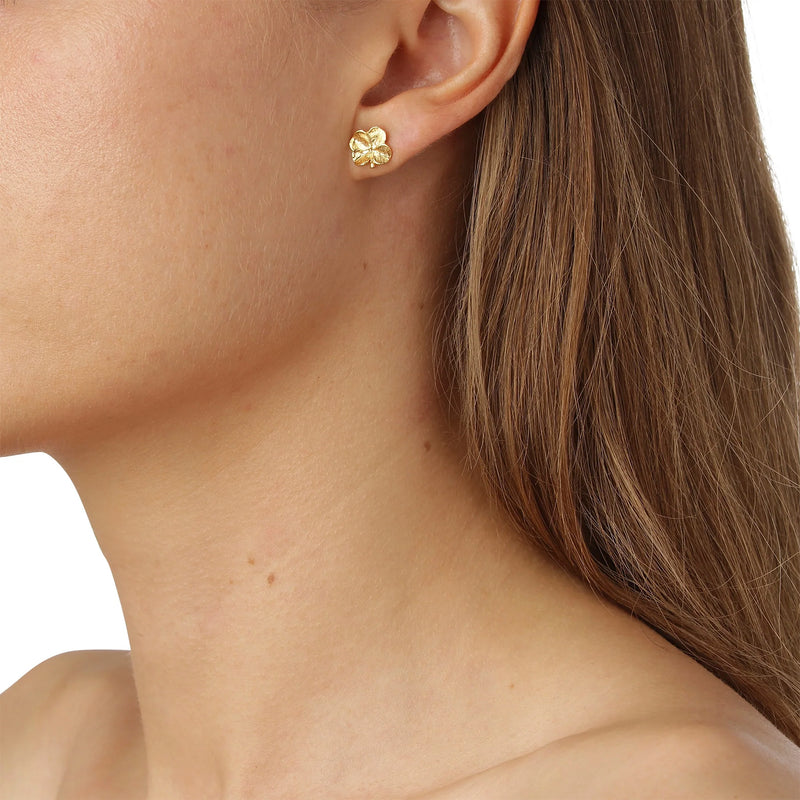 Four-leaf clover earrings - gold-plated