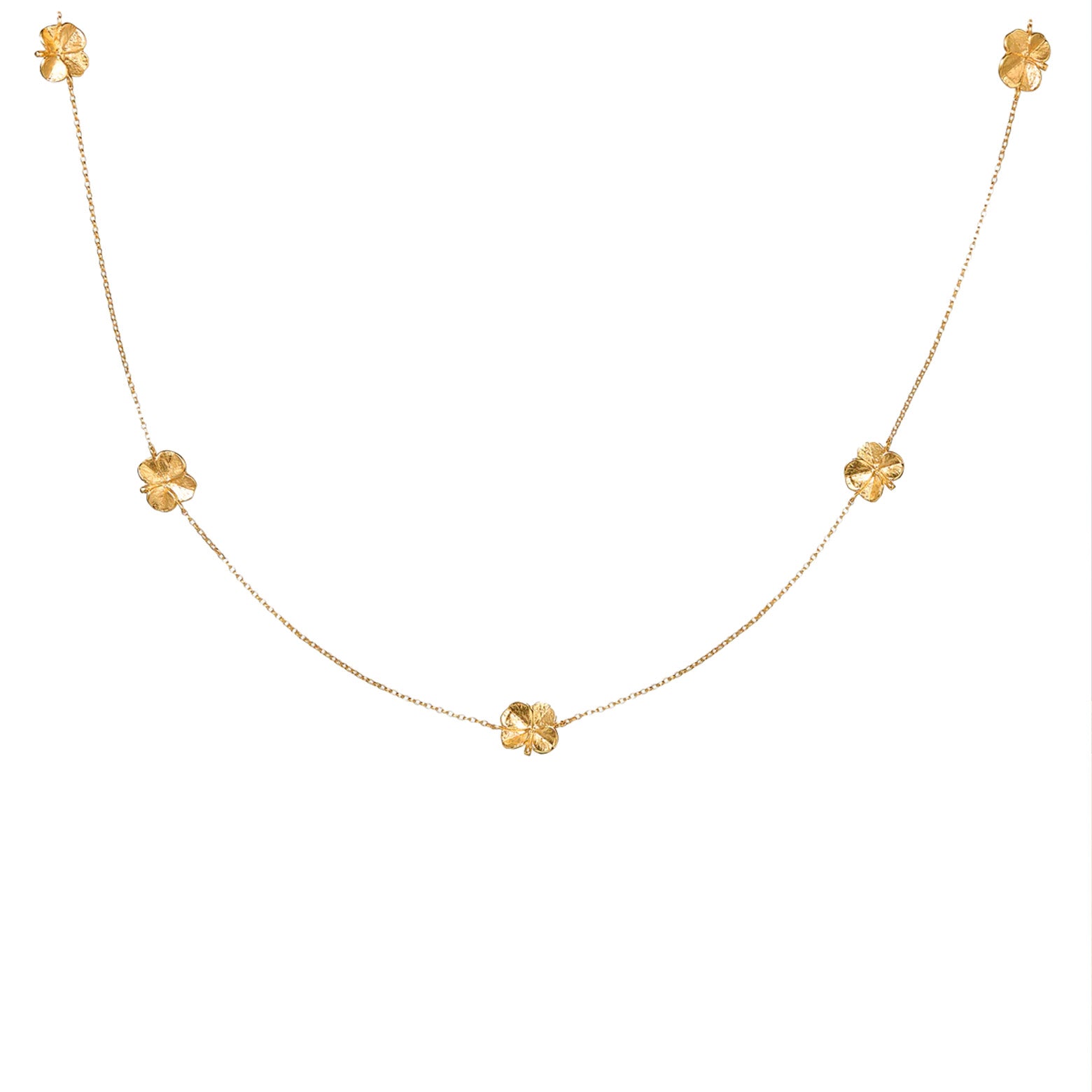 Four-leaf clover necklace with five clovers – gold-plated silver