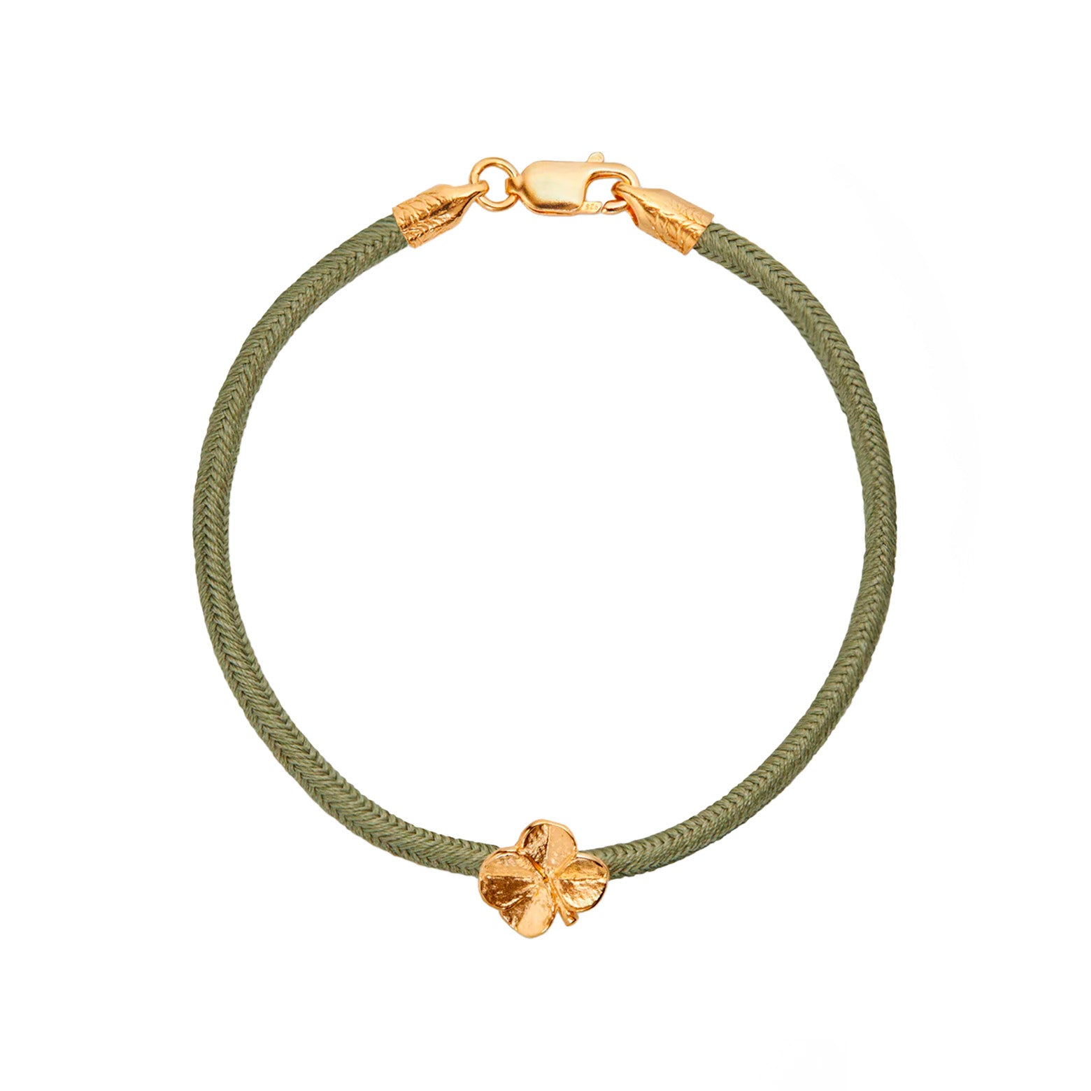 Four-leaf clover silk bracelet - gold-plated silver