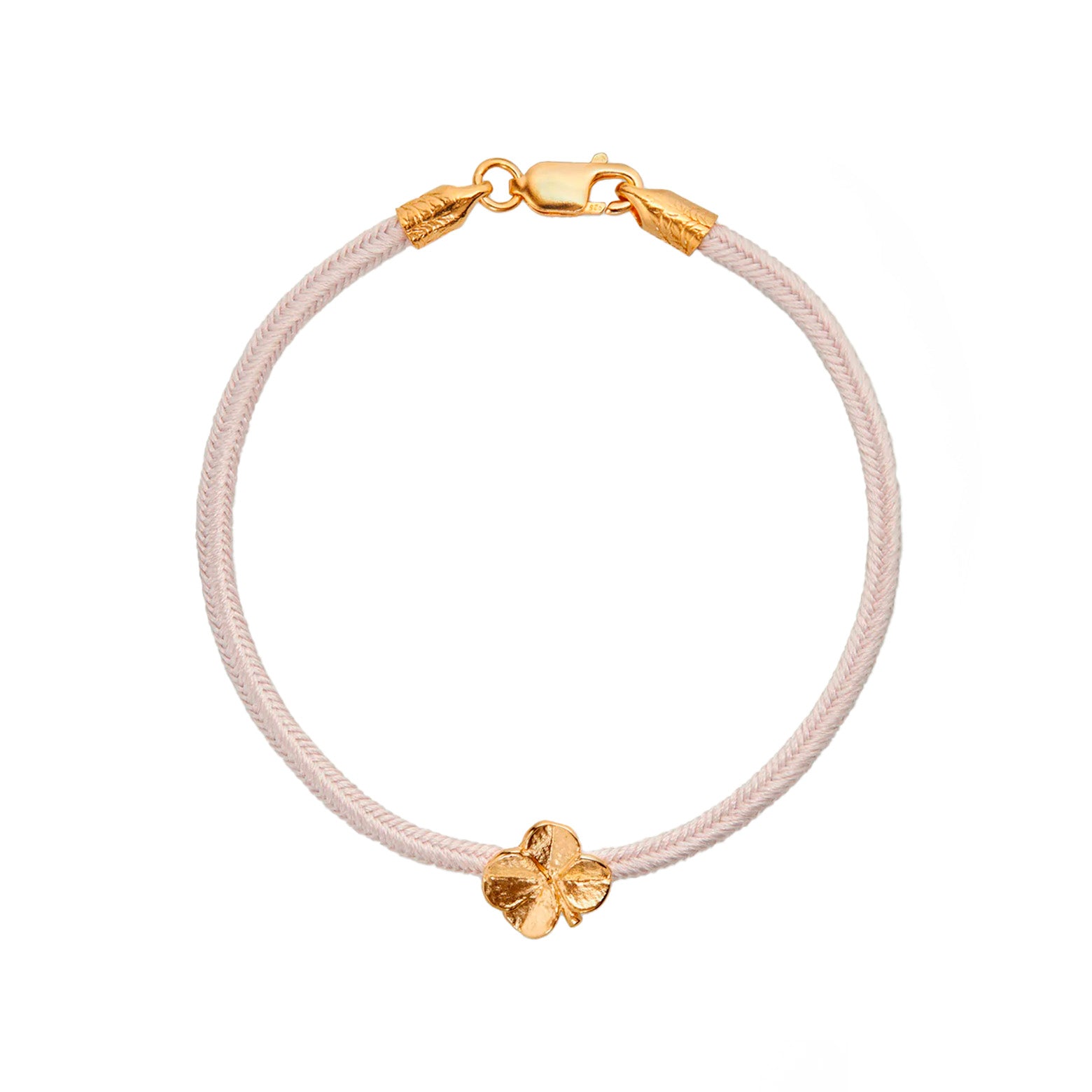 Four-leaf clover silk bracelet - gold-plated silver