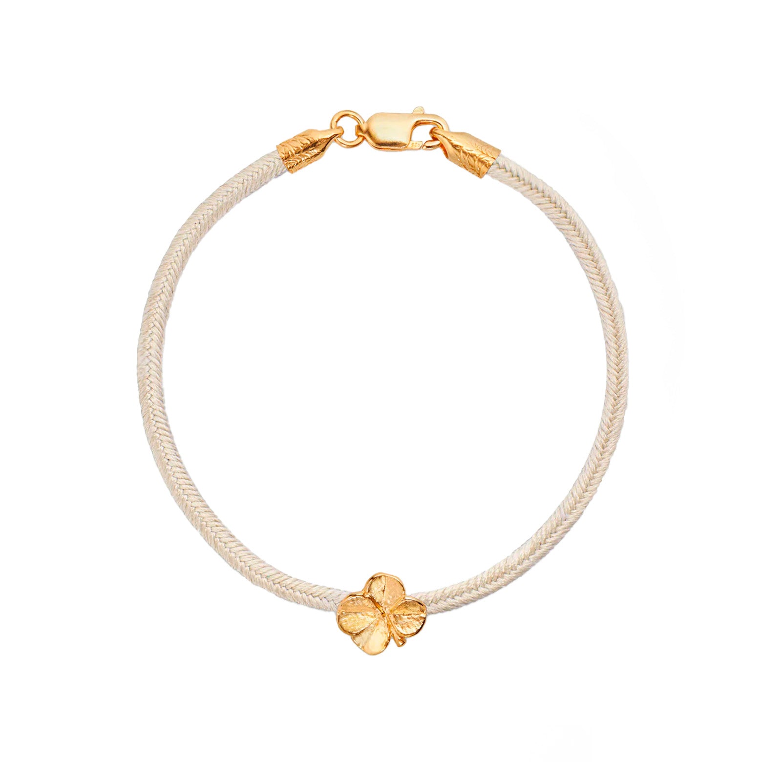 Four-leaf clover silk bracelet - gold-plated silver