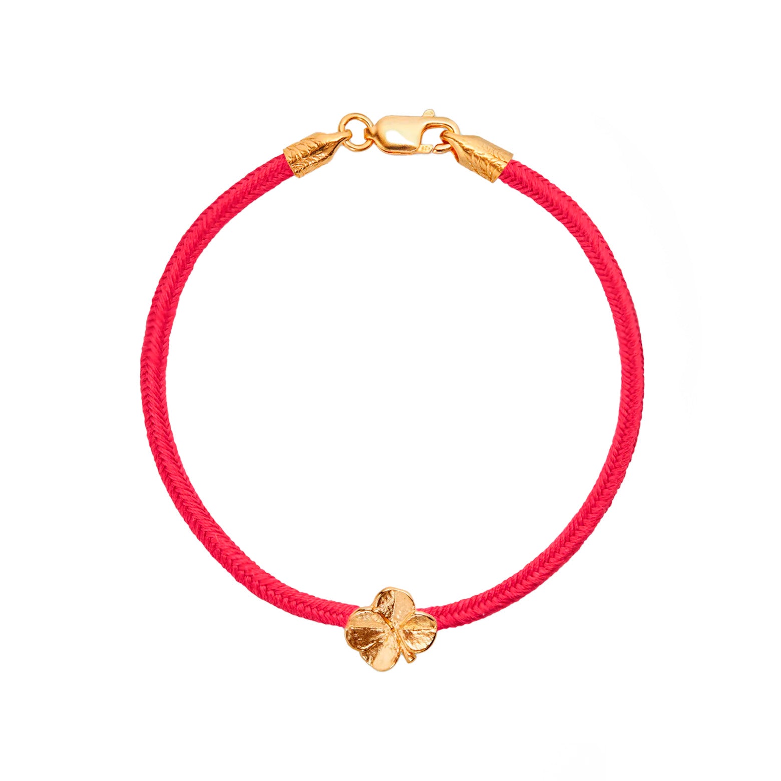 Four-leaf clover silk bracelet - gold-plated silver