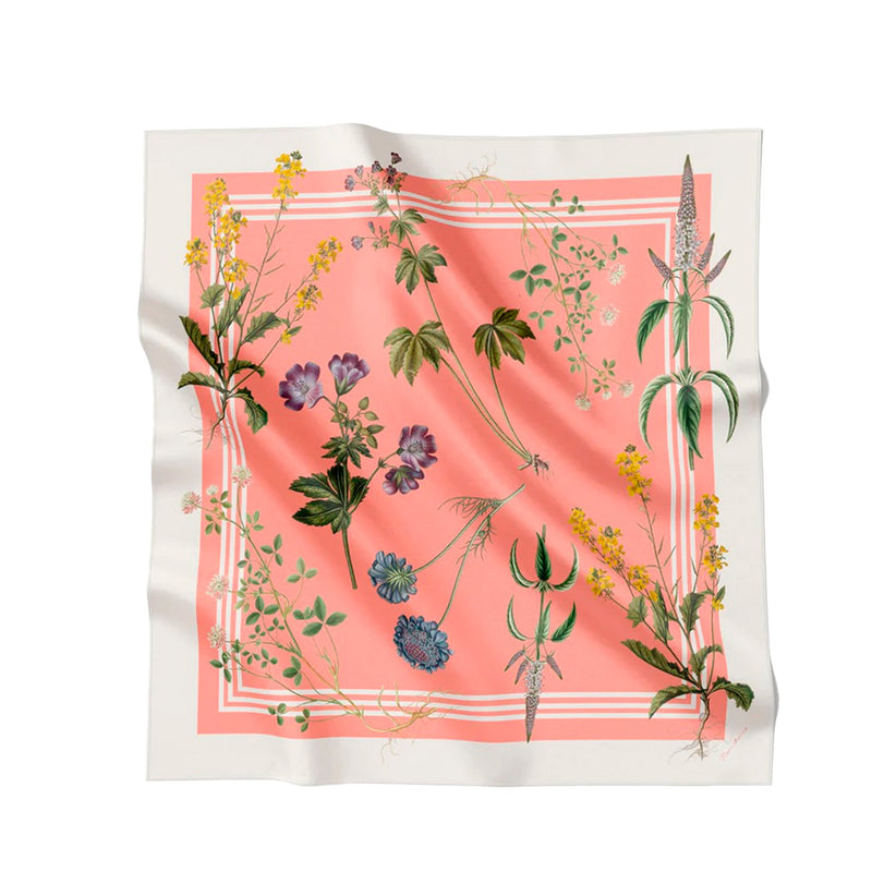 Flora Danica silketørklæde  90 x 90 cm