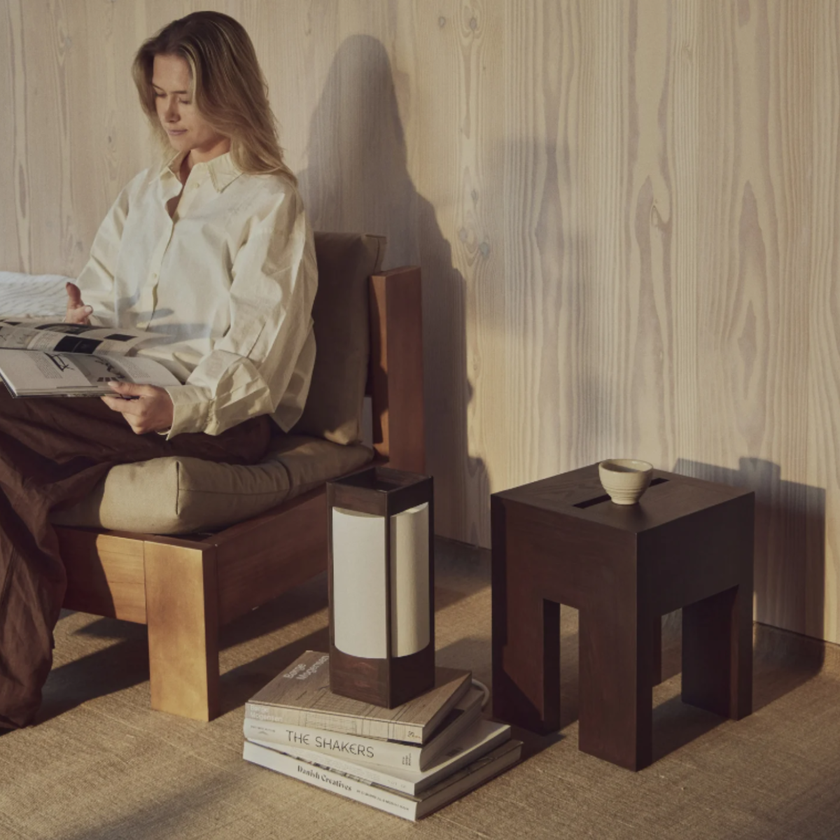 Monolith side table - dark brown ash