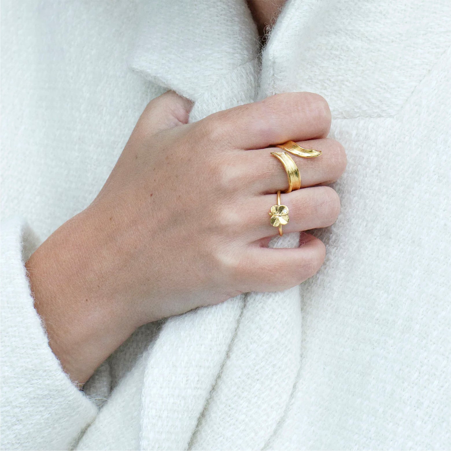 Grass Statement ring – gold-plated silver