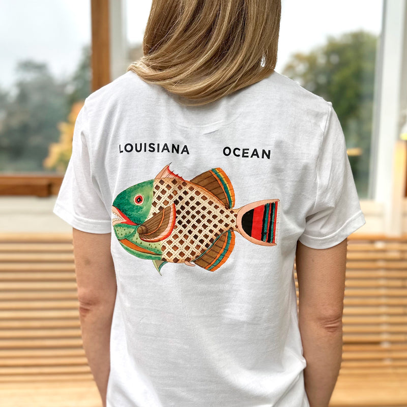 T-shirt with checkered fish