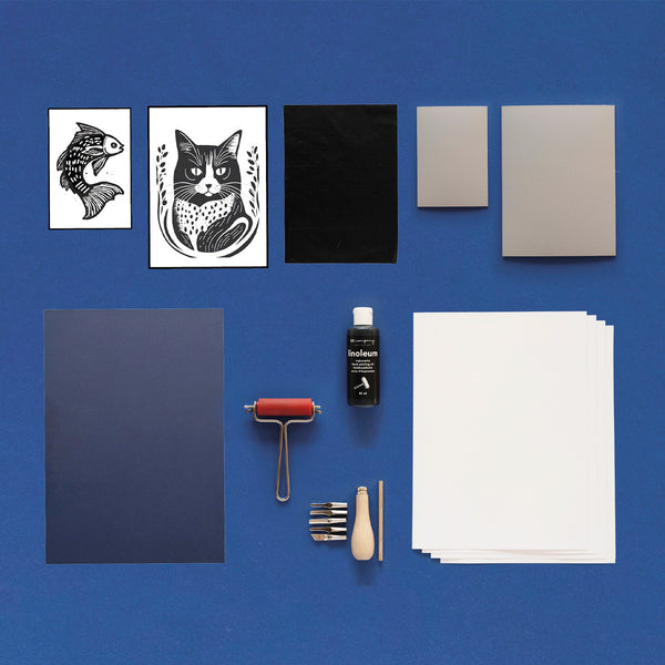 DIY linoleum print kit