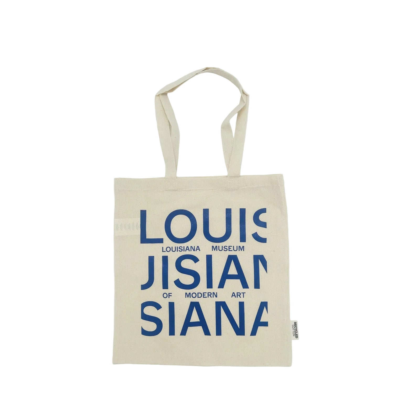 Louisiana stofnet med blåt logo i 100% GRS-certificeret genanvendt bomuld. 