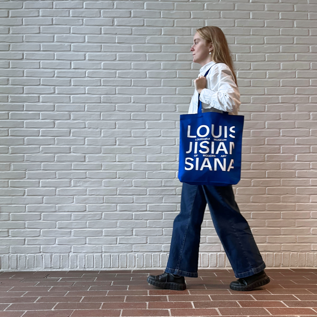 Louisiana stofnet i blå med hvid logo