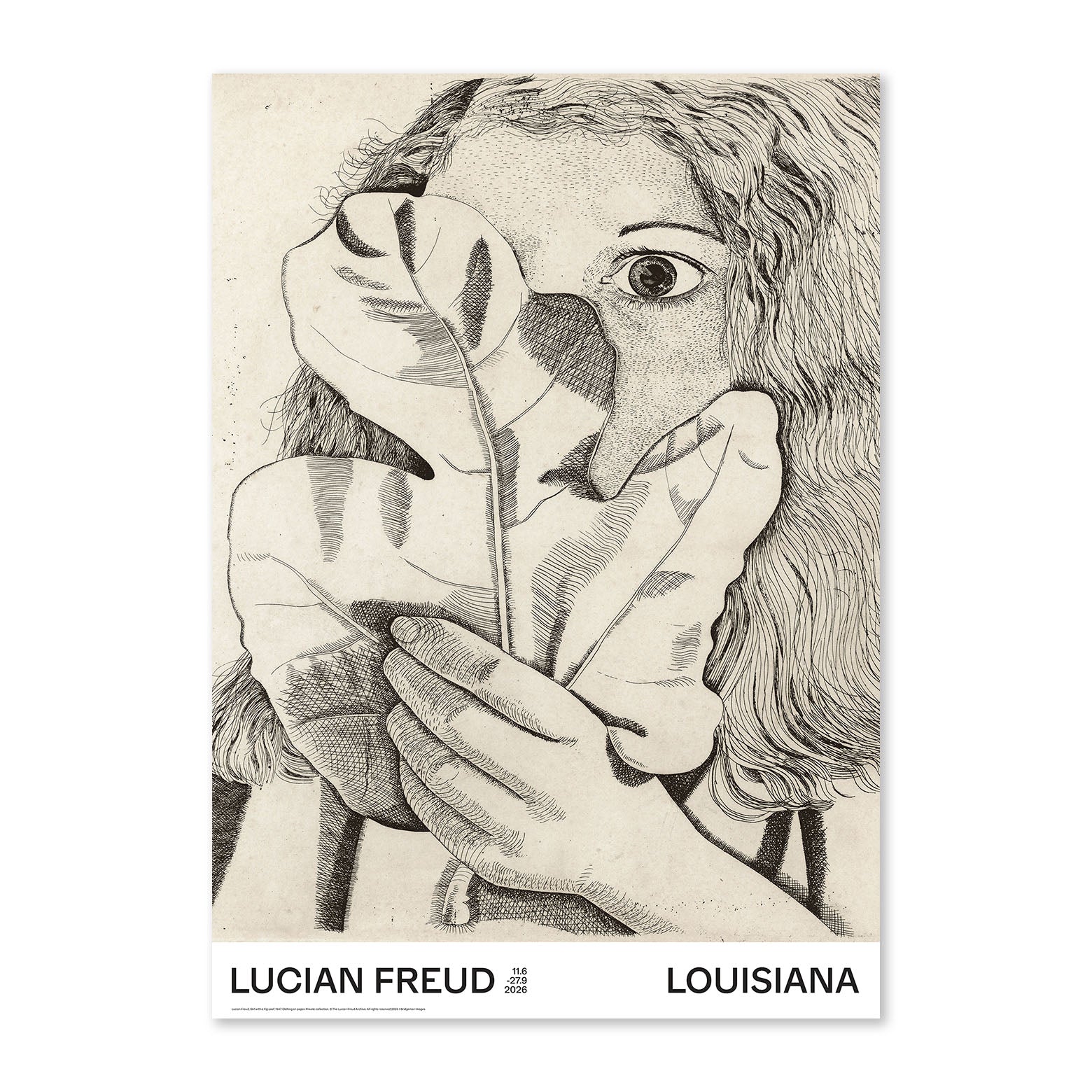 Kunstplakat med Lucian Freuds værk Girl with Fig. Louisiana Museum of Modern Art, 2026.
