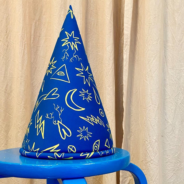 Pointed hat for dressing up - magical symbols