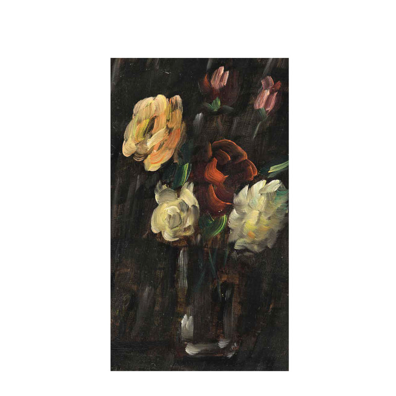 Alexej Jawlensky – Grosses Stilleben: Stilleben auf schwarzem Hintergrund helles Glas mit rosa und roten Rosen 1937.