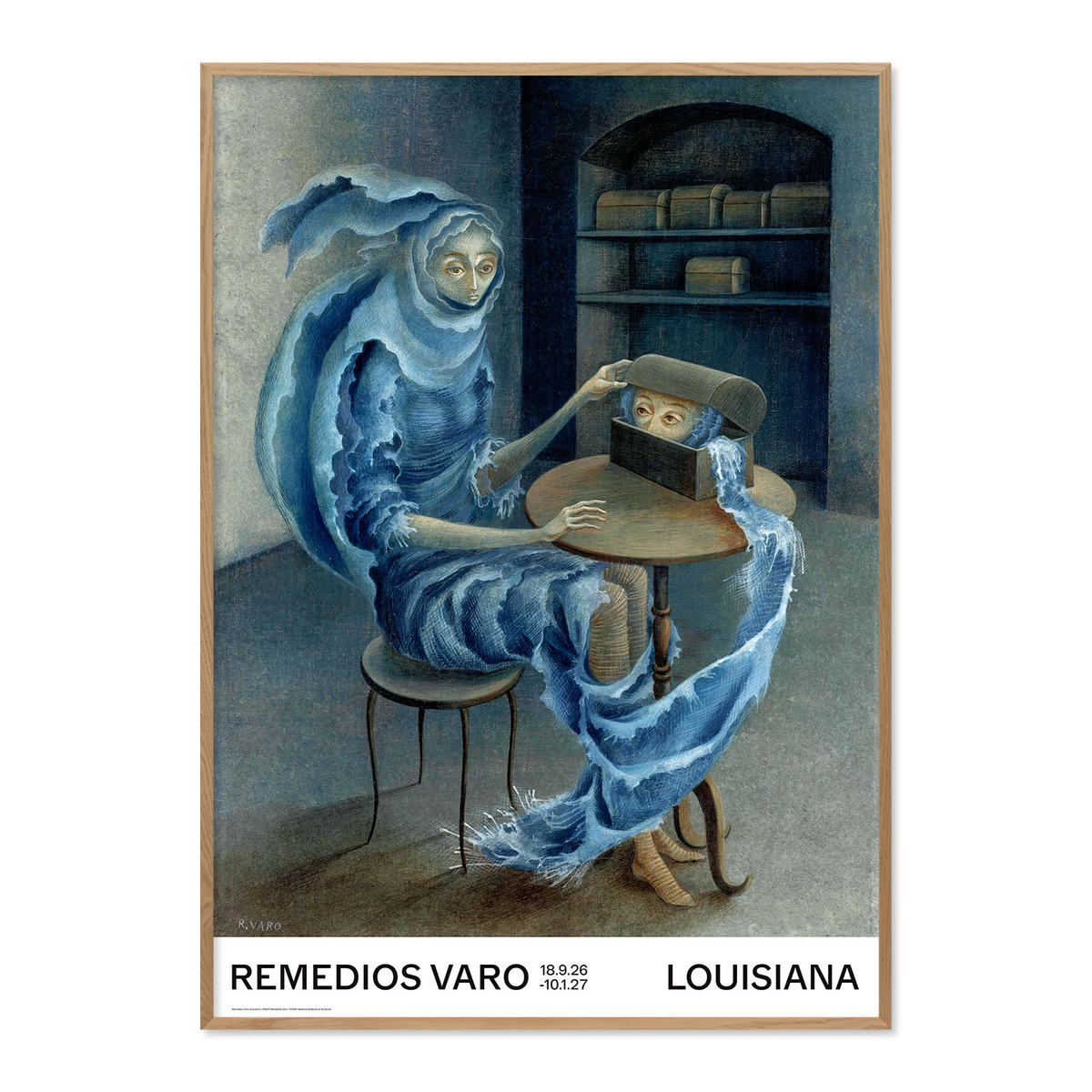 Kunstplakat med Remedios Varos værk Encuentro, 1959, Louisiana Museum of Modern Art, 2026. Med refleksfri indramning