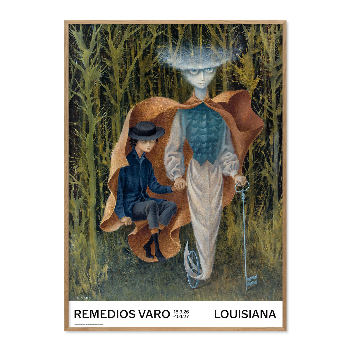 Kunstplakat med Remedios Varos værk Hacia Acuario. Louisiana Museum of Modern Art, 2026. Med refleksfri indramning