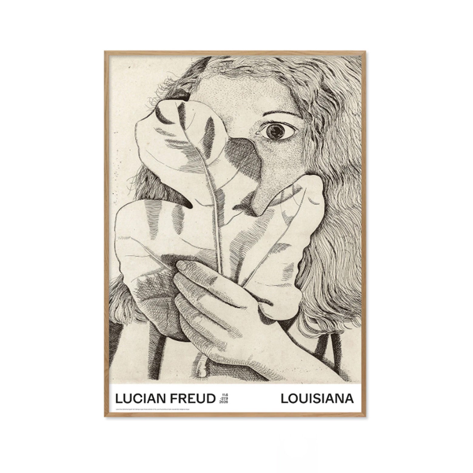 Kunstplakat med refleksfri indramning af Lucian Freuds værk Girl with a Fig Leaf. Louisiana Museum of Modern Art