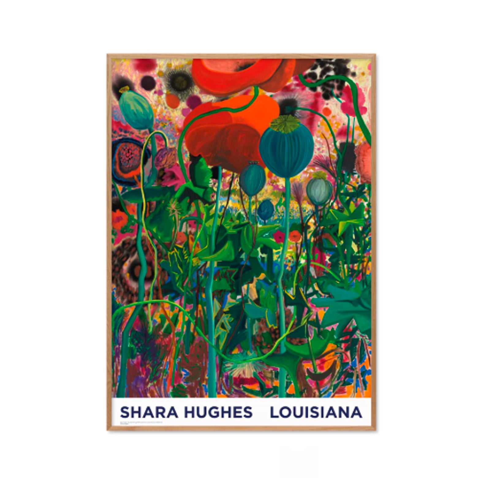 Kunstplakat i refleksfri indramning med Shara Hughes værk POP. Louisiana Museum of Modern Art