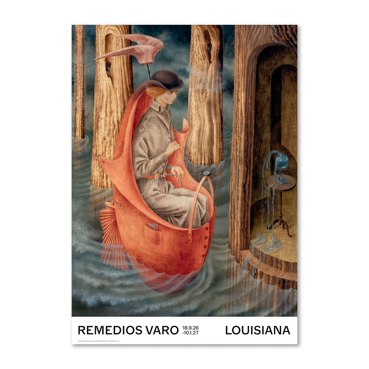 Kunstplakat med Remedios Varos værk Exploración de las fuentes del río Orinoco 1959. Louisiana Museum of Modern Art, 2026.