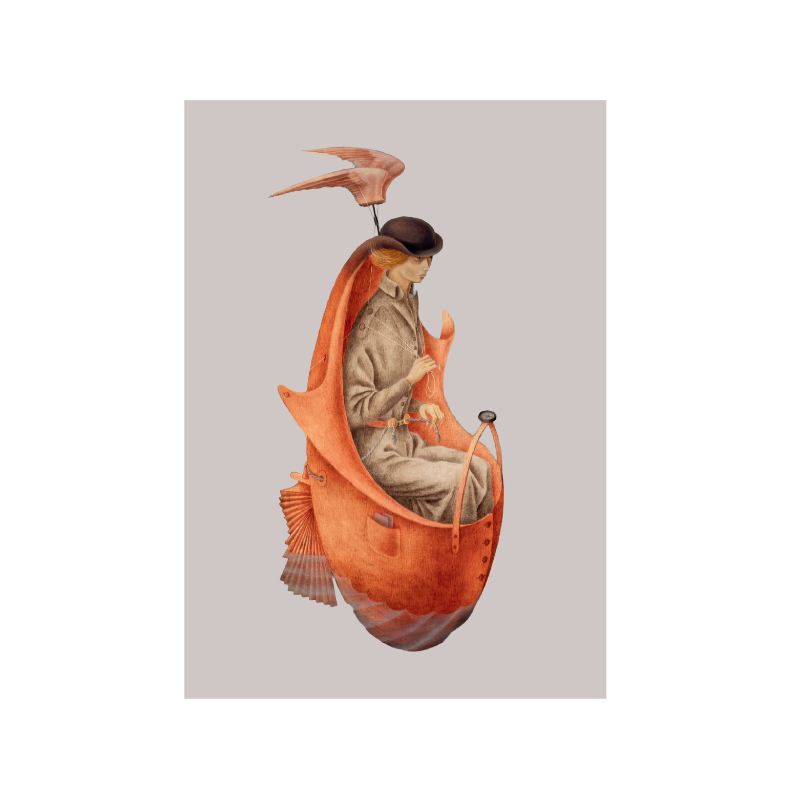 Louisiana Postkort med motiv fra Remedios Varo værk Udforskning af Orinocoflodens udspring. Louisiana Museum of Modern Art. 