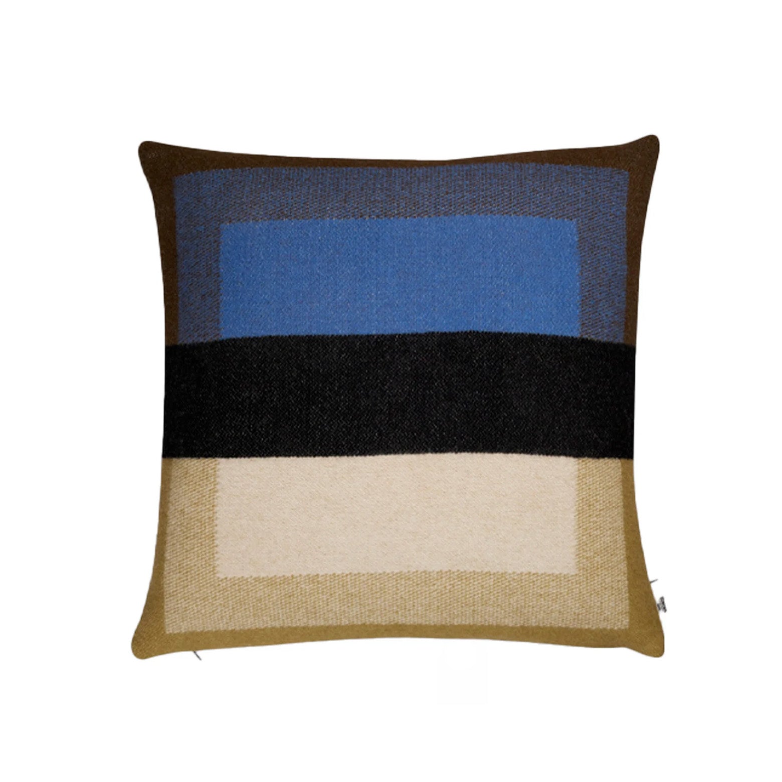 Pude i 100% uld i sort, blå og olivengrønne striber fra det norske designbrand Røros