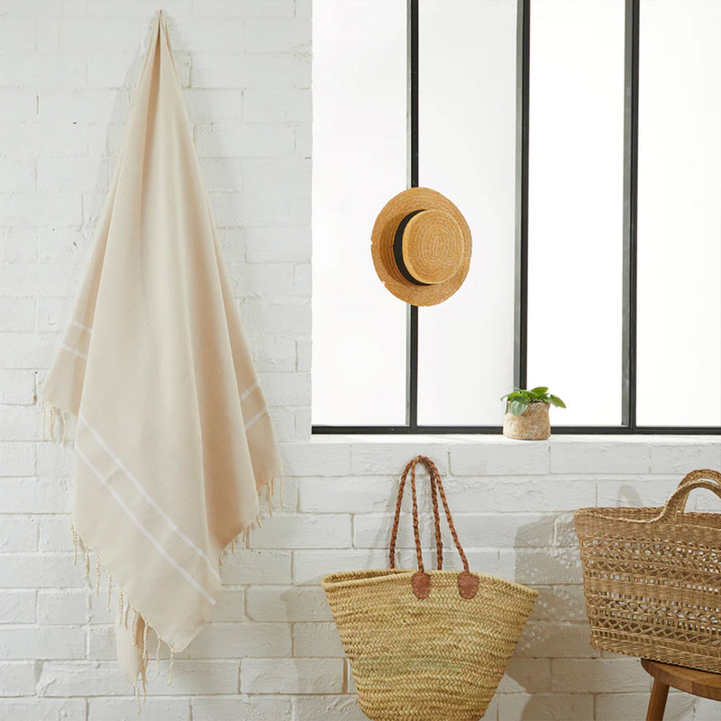 Herringbone woven towel – beige