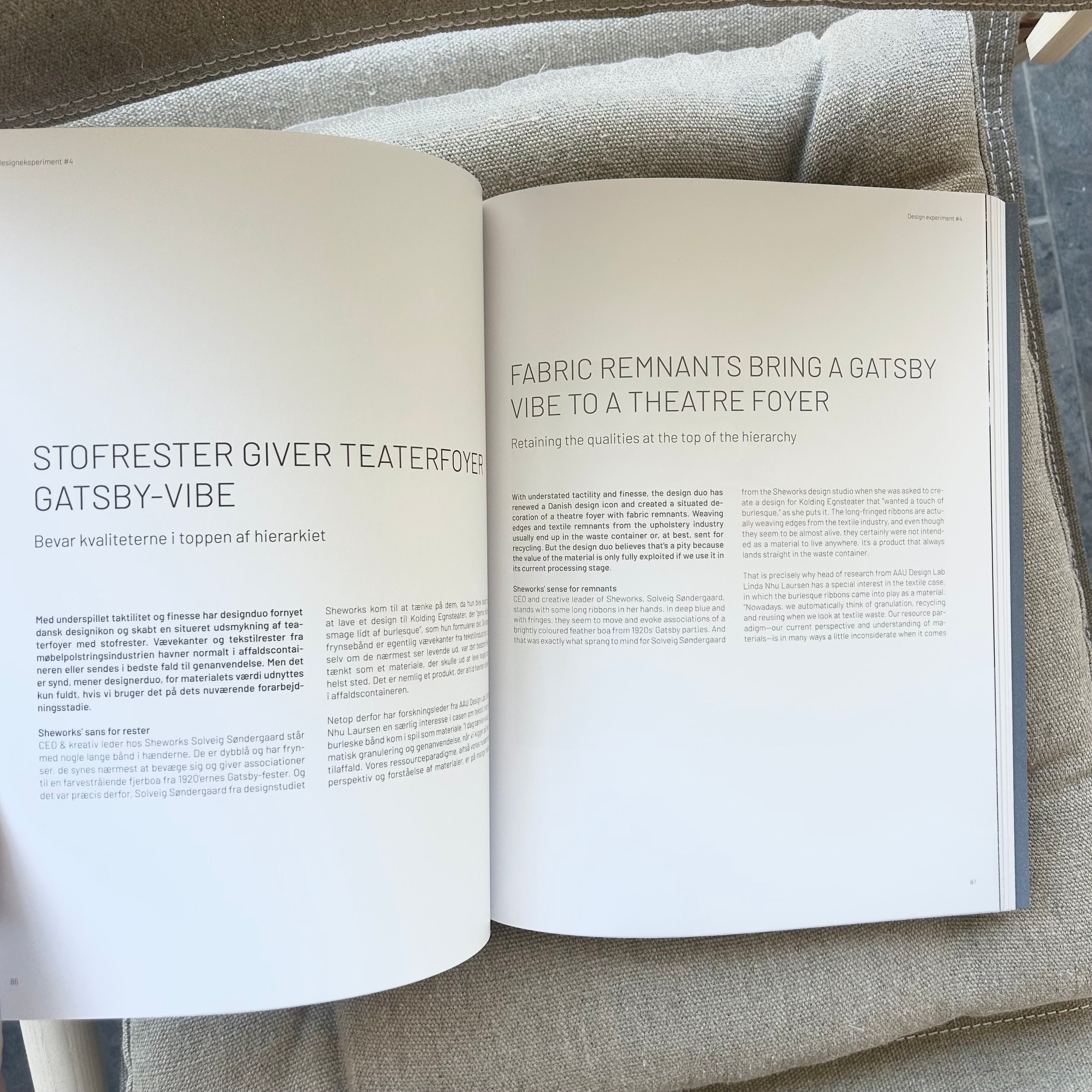 Opslået bog med tekst fra bogen Sans og Ressourcer. Udgivet af Lindhardt og Ringhof.