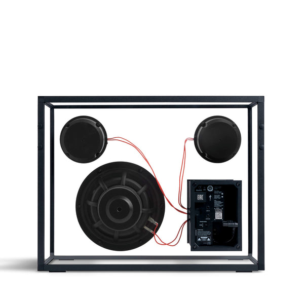 Loudspeaker, black with red cables