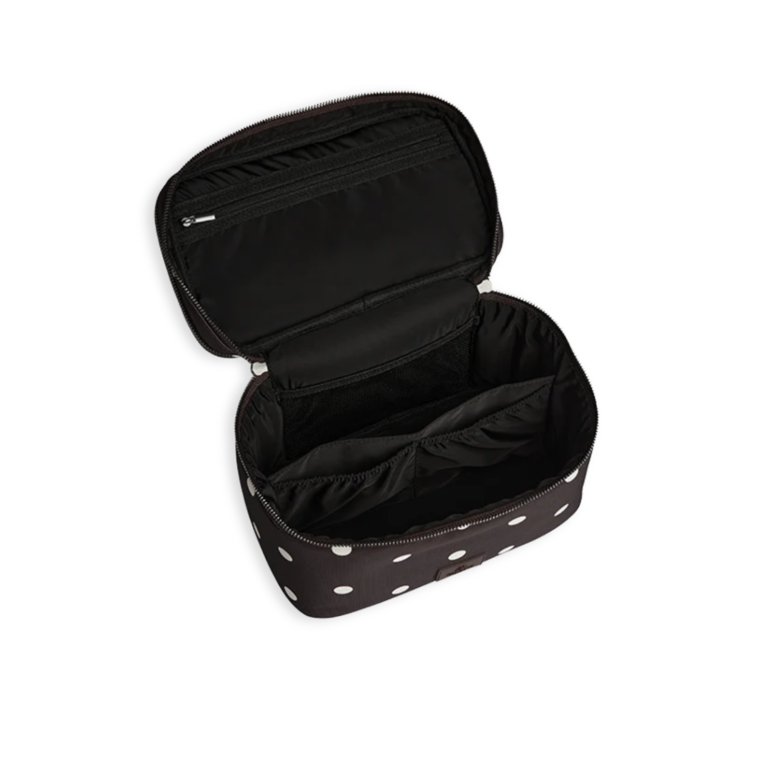 TreasureMBG Toilettaske i Polka Dot Brown fra markberg indvendigt
