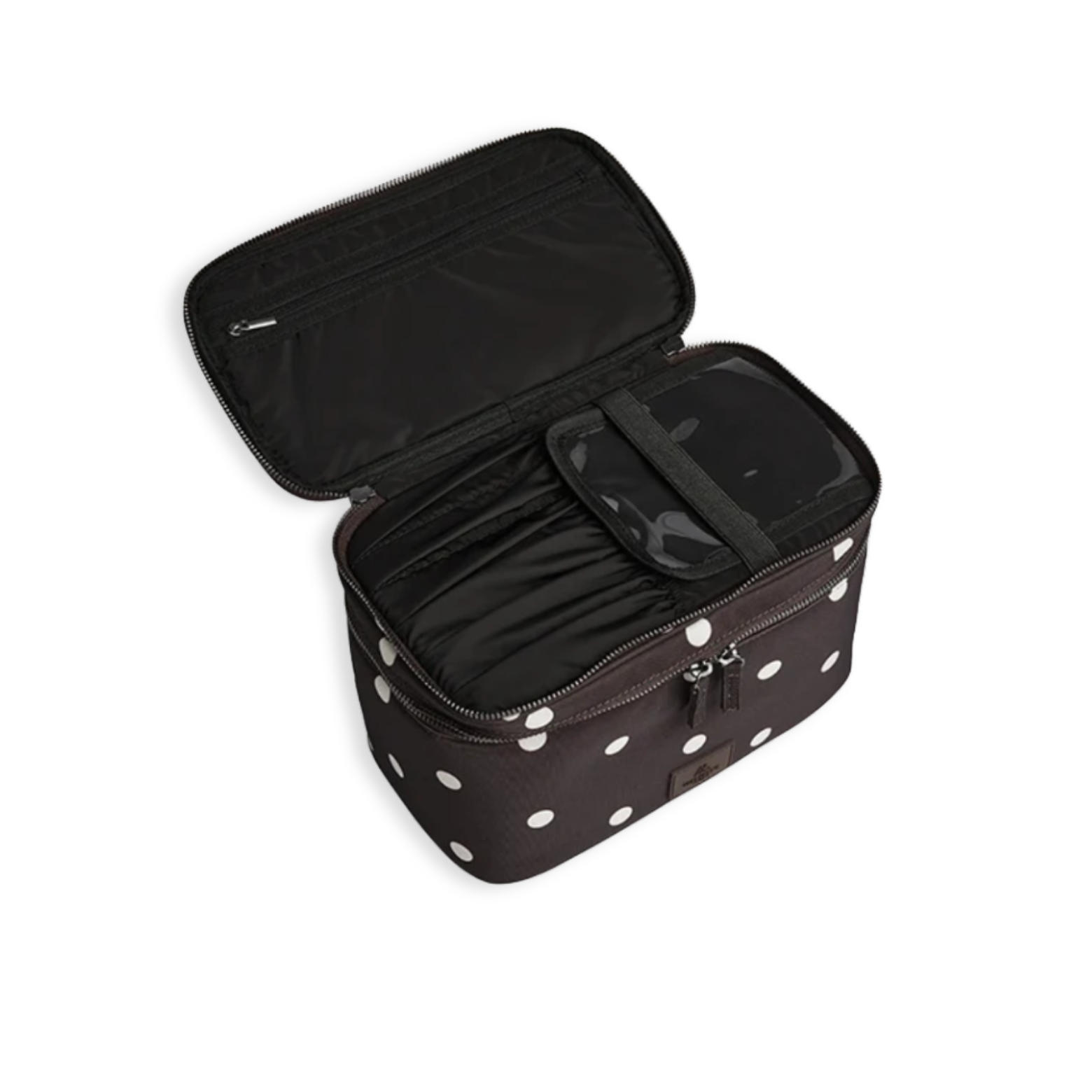 TreasureMBG Toilettaske i Polka Dot Brown fra markberg se indeni