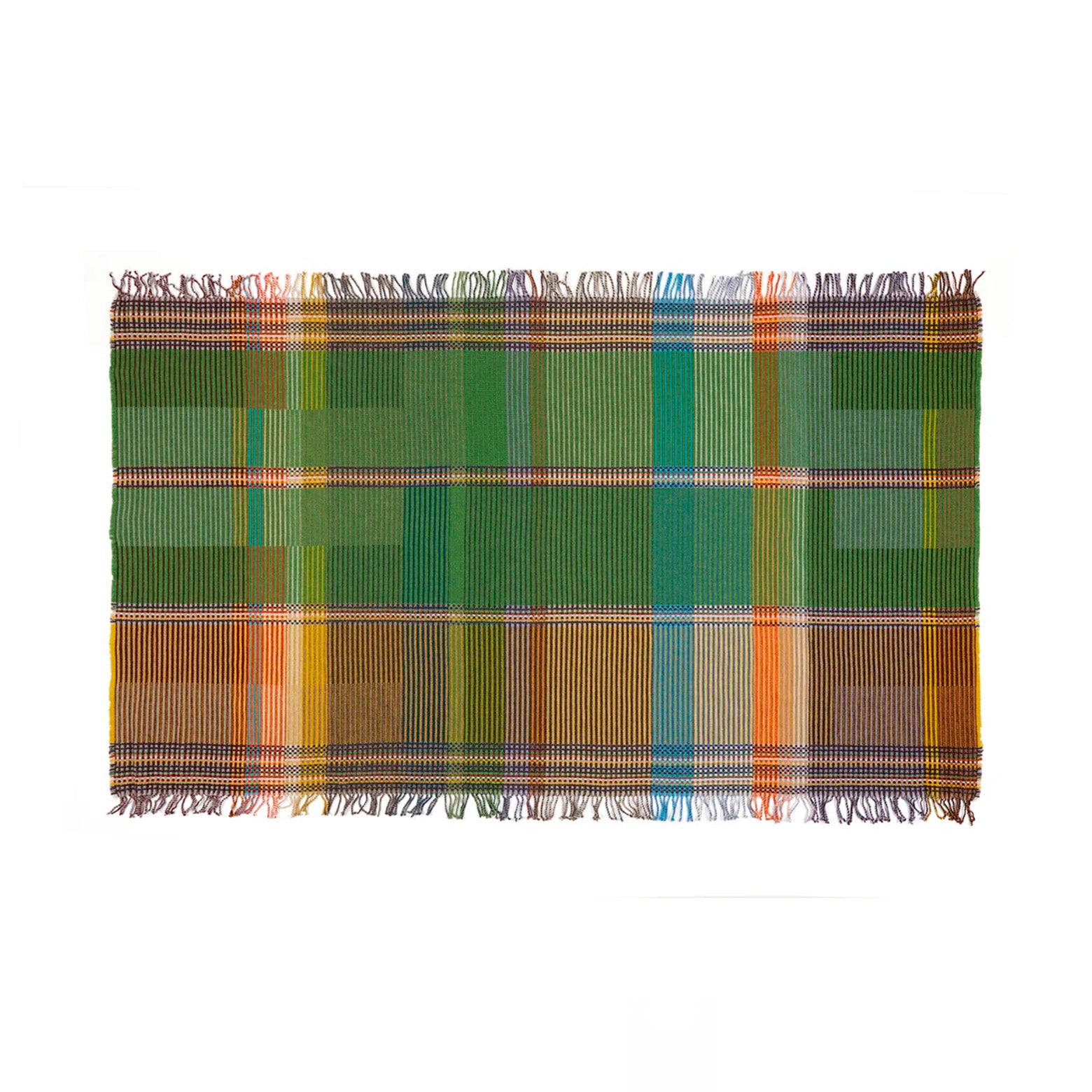 Grøn uldplaid med mønster fra Wallace & Sewell. Louisiana Museum of Moderen Art.