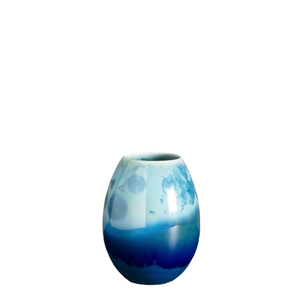 Crystal vase small – dark blue/petrol